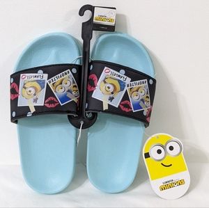 The Minions Girls Slides, Size 11, Girls Sandals, New With Tag